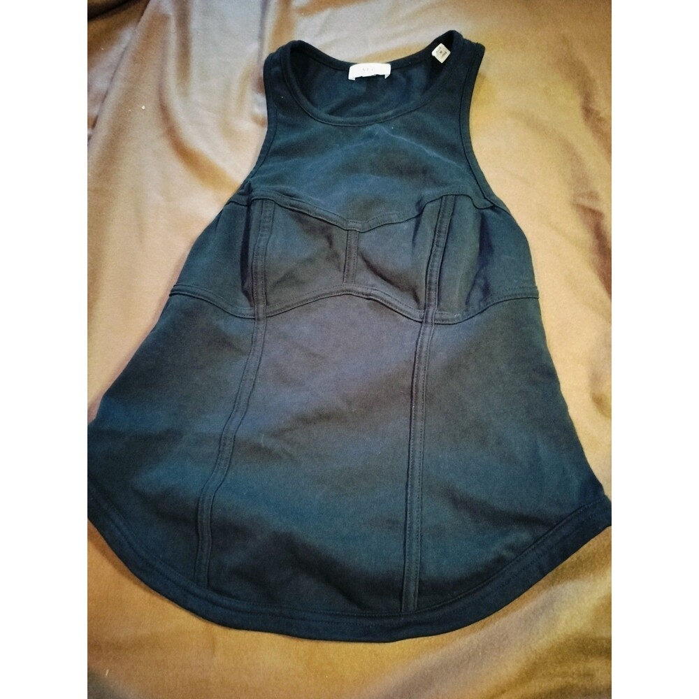 A.L.C. Designer Black 100% Cotton Sleeveless Tank Top Bustier Style - Medium